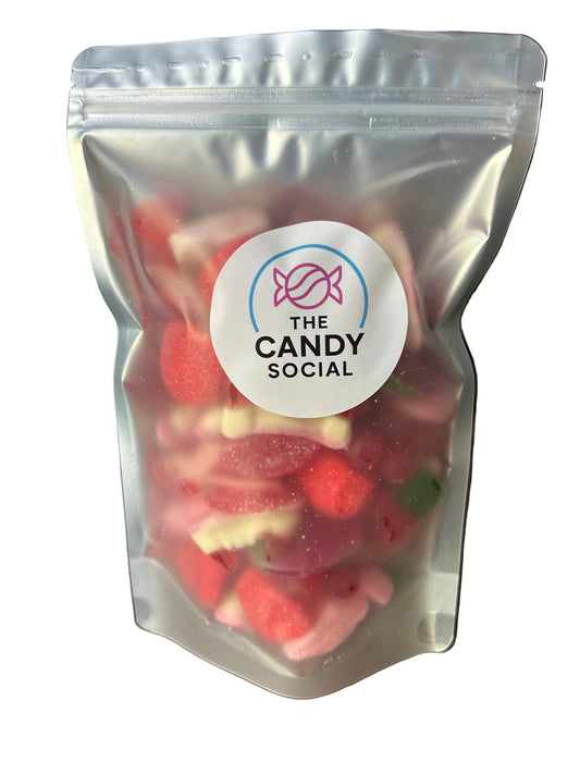 Bag of Red Mix fizzy and gummy sweets