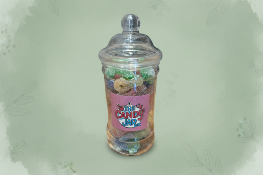 Jar of vegan sour sweets