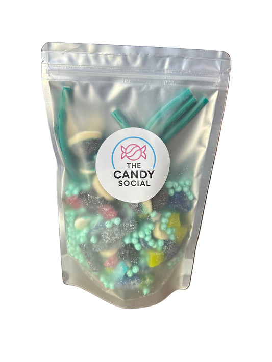 Bag of Blue Mix fizzy and gummy sweets