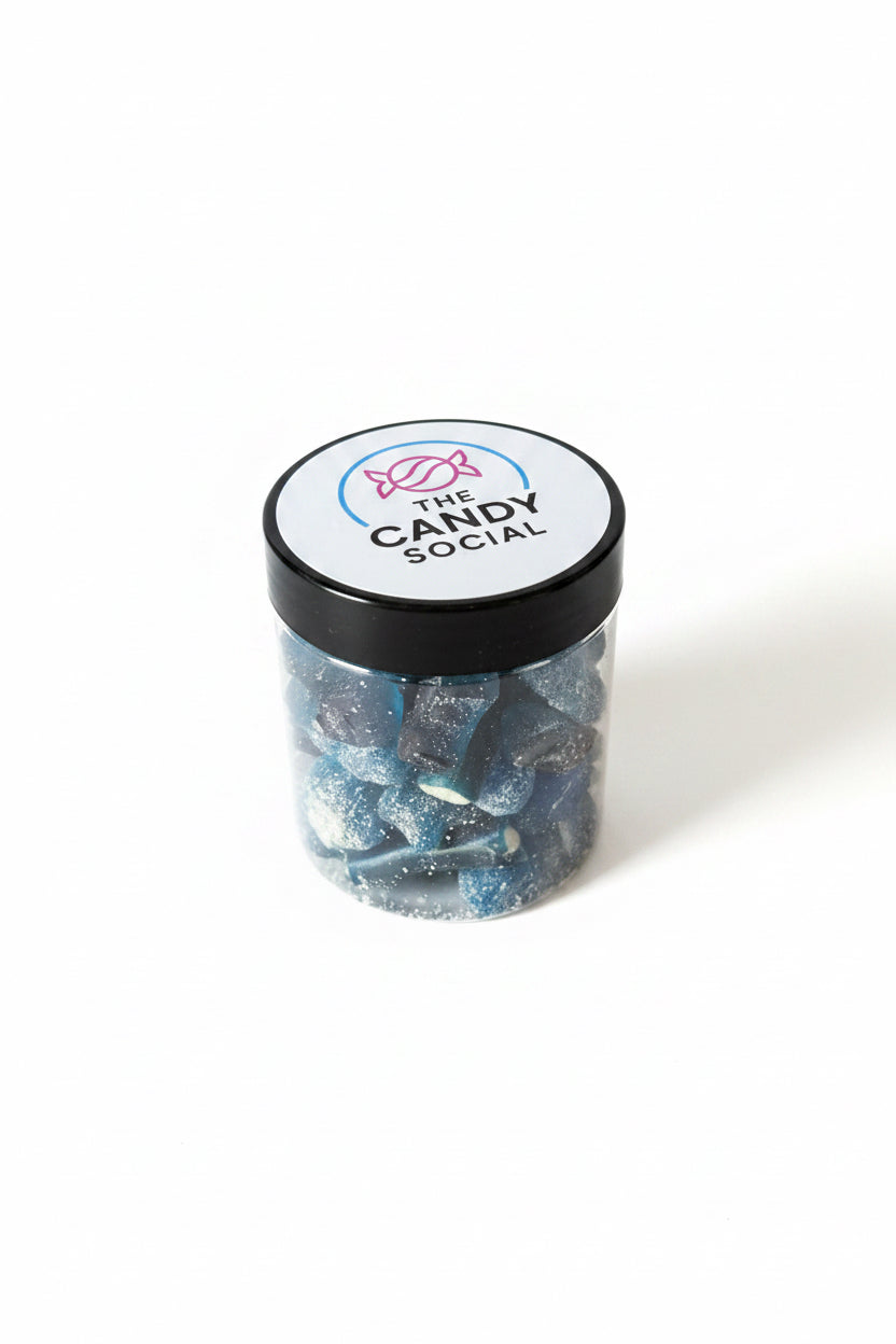 Jar of Blue Mix fizzy and gummy sweets