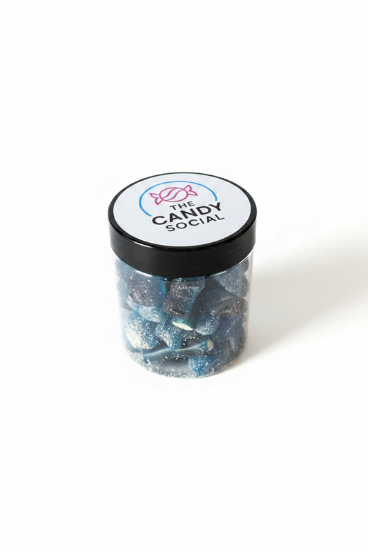 Jar of Blue Mix fizzy and gummy sweets