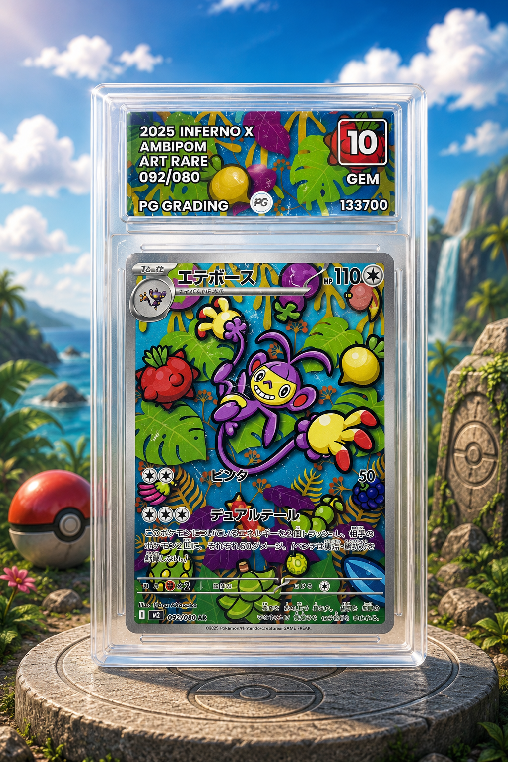 Ambipom Art Rare 092/080 graded 10 Pokemon trading card in protective case