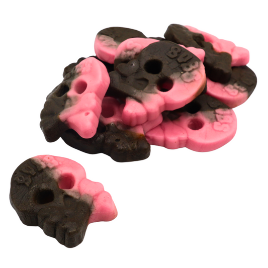 Pack of BUBS vegan raspberry liquorice skull sweets